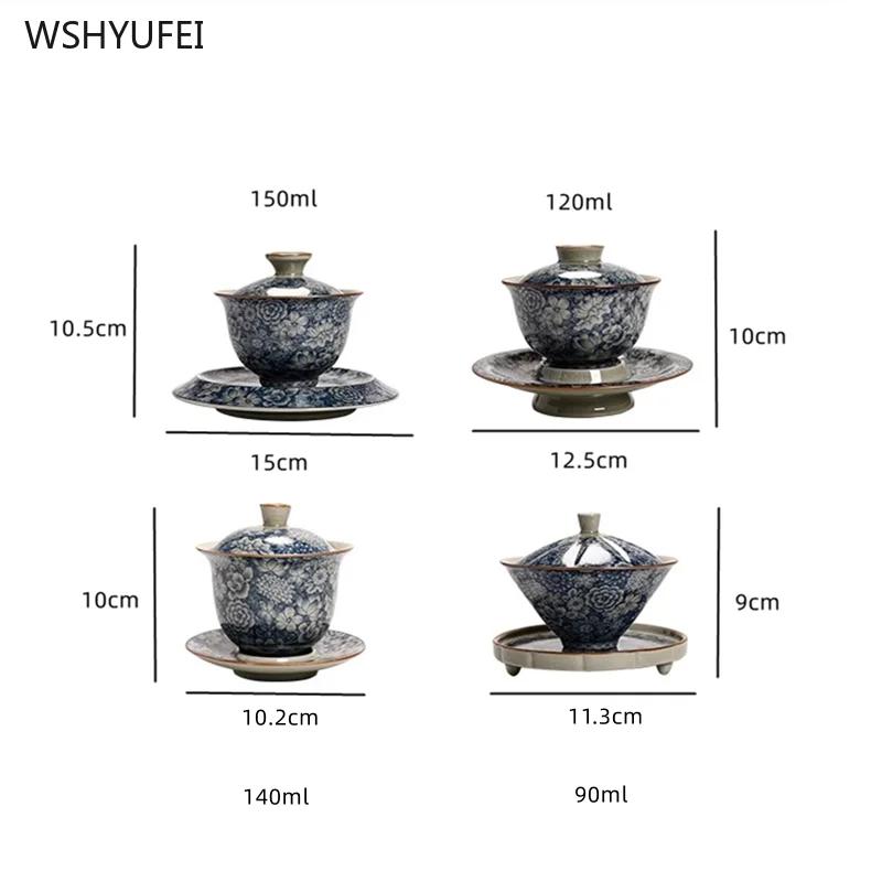 Сине-белая керамика Ru Kiln, чаша Three Talent, бытовая китайская чайная чаша, ретро-чайник, 1 шт.
