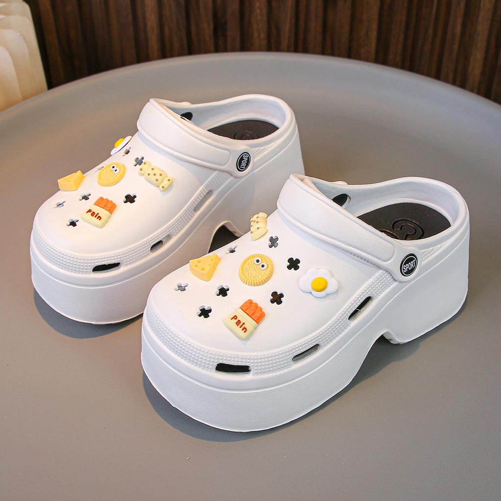 Мода Модные сандалии Diy на толстой платформе для женщин 2024 года, летние пляжные тапочки с толстой подошвой, женские нескользящие тапочки для сада на открытом воздухе