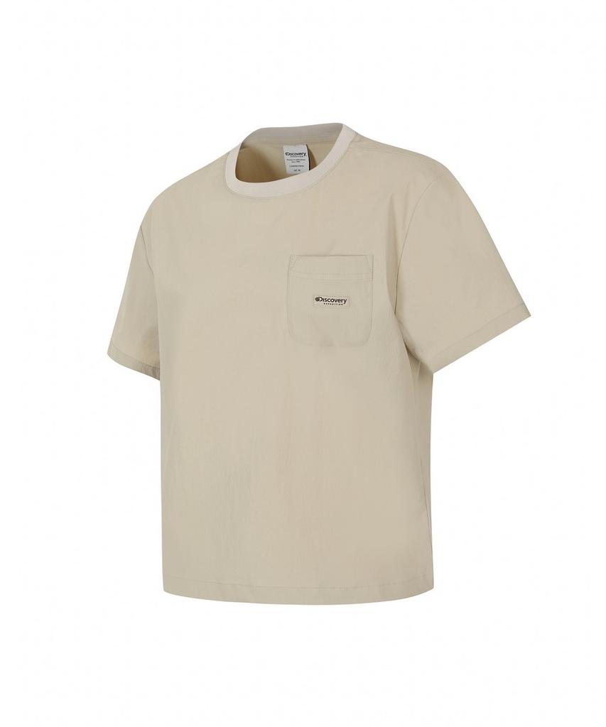 DISCOVERY EXPEDITION Women'S Freshvent Pocket Woven Short Sleeve T-Shirt (Beige2)