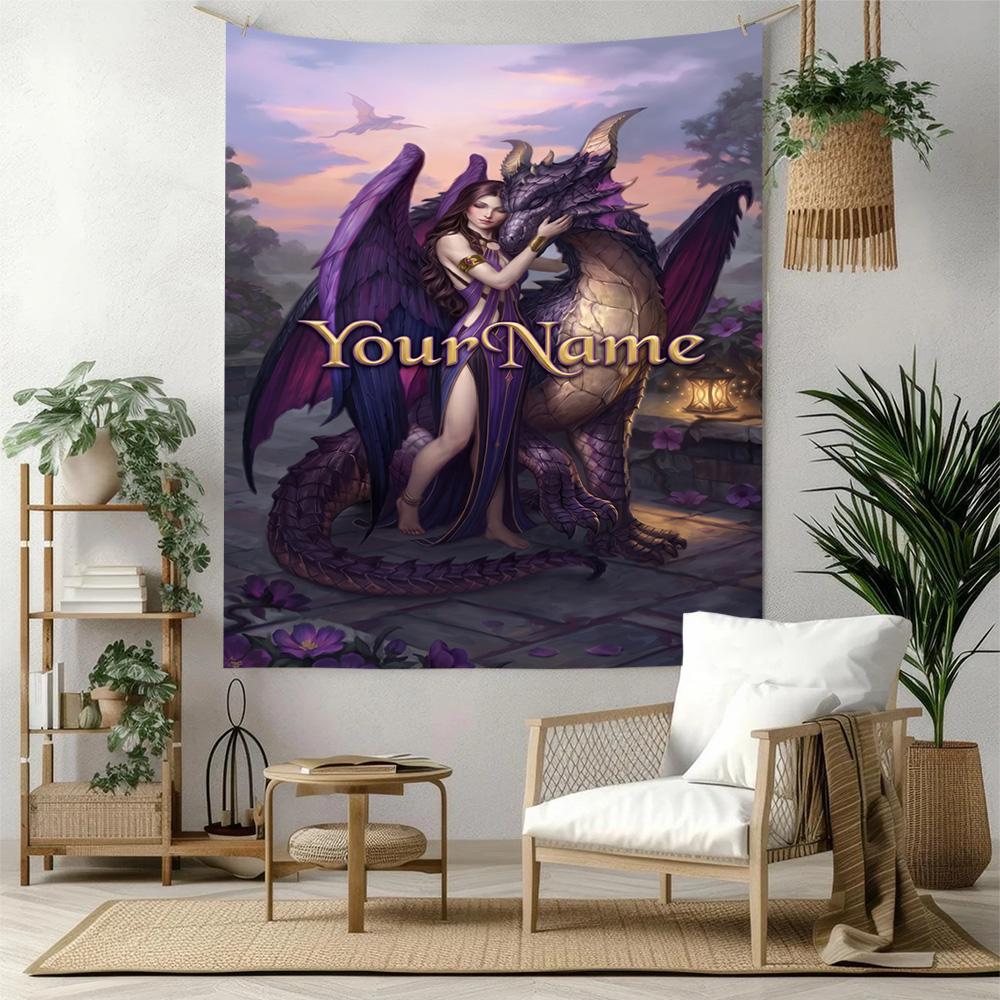Gothic Illustrations Custom Your Name Wall Decor Tapestry Art For Pet Memorial Birthdaywedding Party Backdrop Family Gift