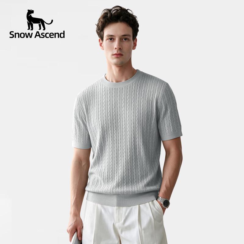 Мужская футболка Snow Ascend с косами, круглым вырезом, короткими рукавами, шерстяная смесь