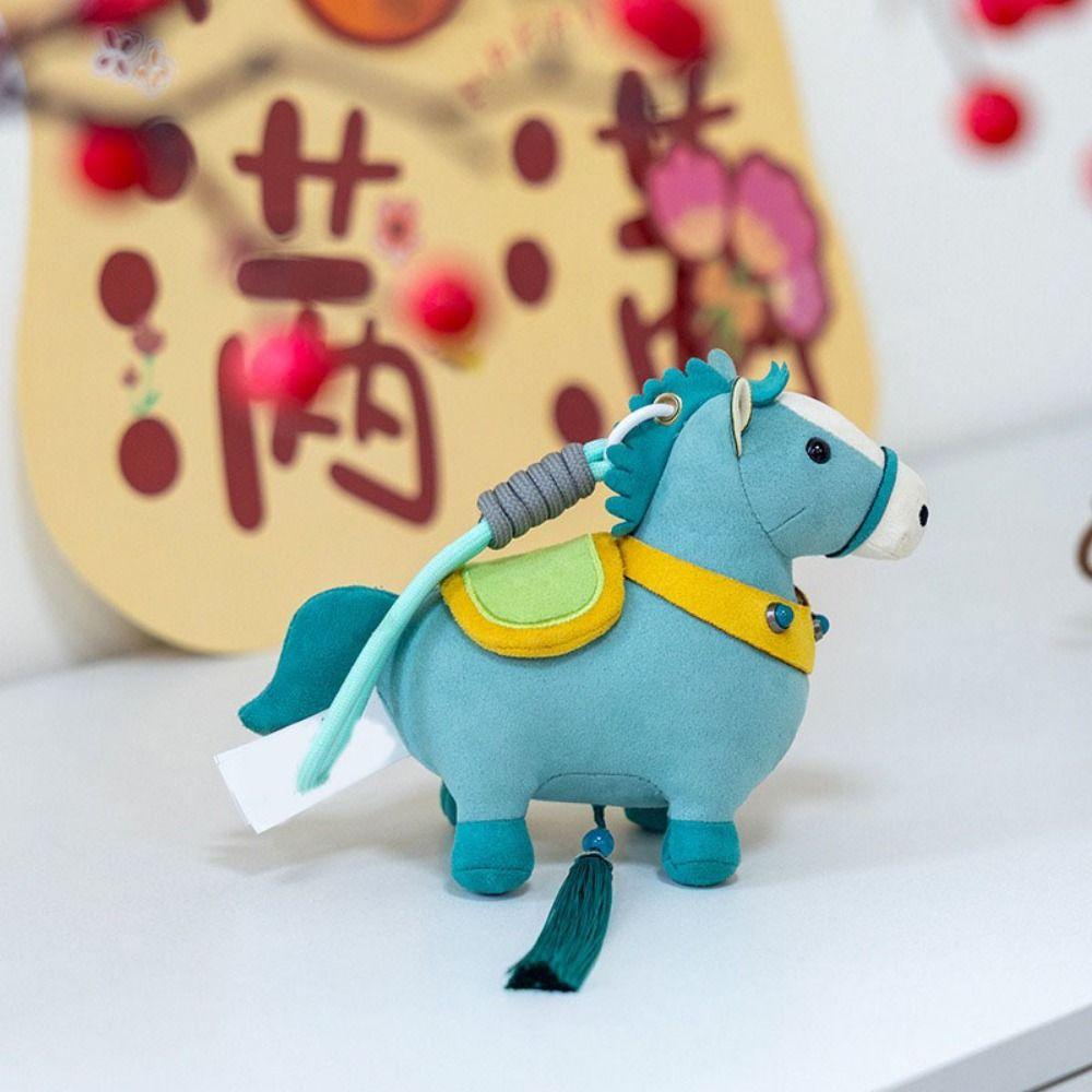 Cartoon Style Pony Plush Keychain Realistic Horse Plush Pendants Cute Year Horse Mascot Bags Decor