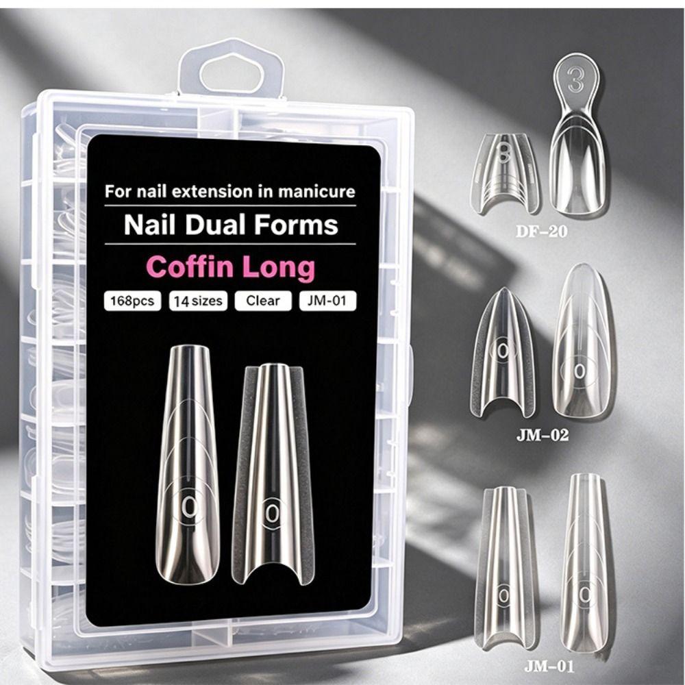168Pcs Square Almond Nail Extension Mold with Inner French Line Fake Nail Tips  Nail Art
