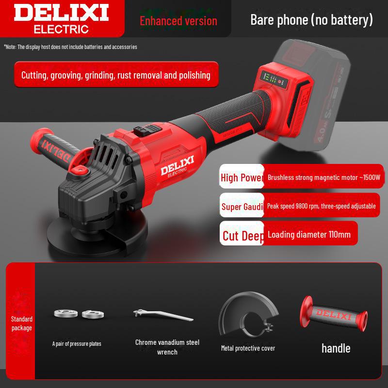 Бесщеточная литиевая угловая шлифовальная машина Delixi - мощный многофункциональный инструмент для резки и полировки