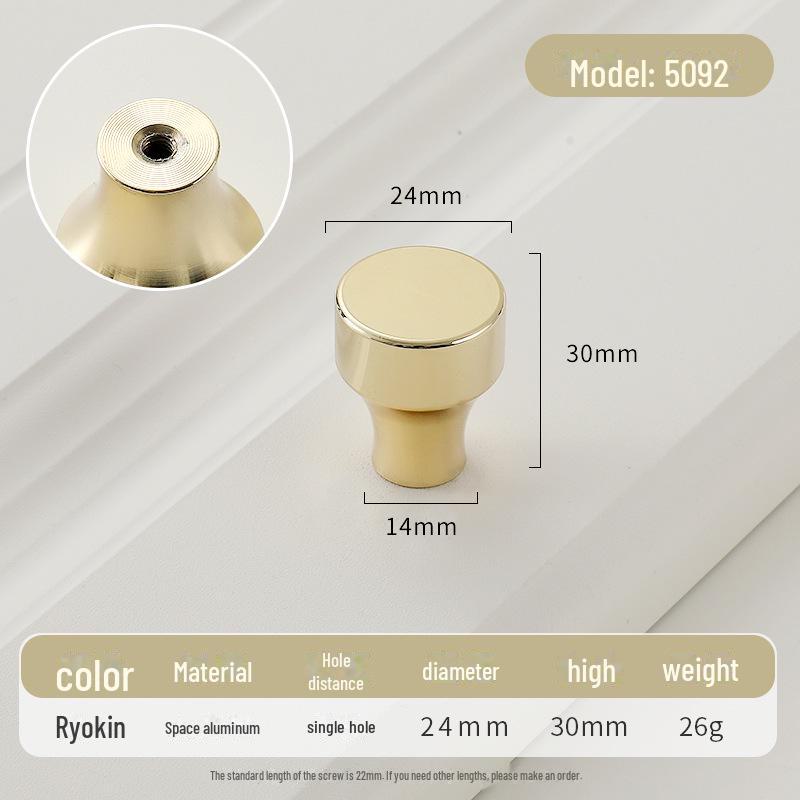 Золотая круглая ручка для ящика класса люкс с одним отверстием для современных простых шкафов