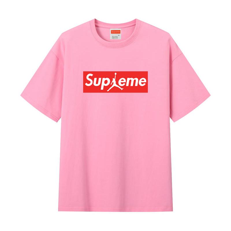 Футболка ZL06 Supreme 2025 из чистого хлопка с круглым вырезом и принтом, высококачественная парная футболка