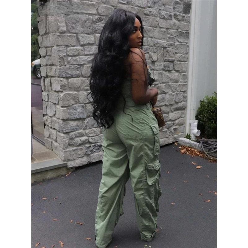 High Street сексуальные комбинезоны с открытыми плечами женские без бретелек пуговицы Y2k брюки-карго женские корейские карманы дизайн повседневный комбинезон