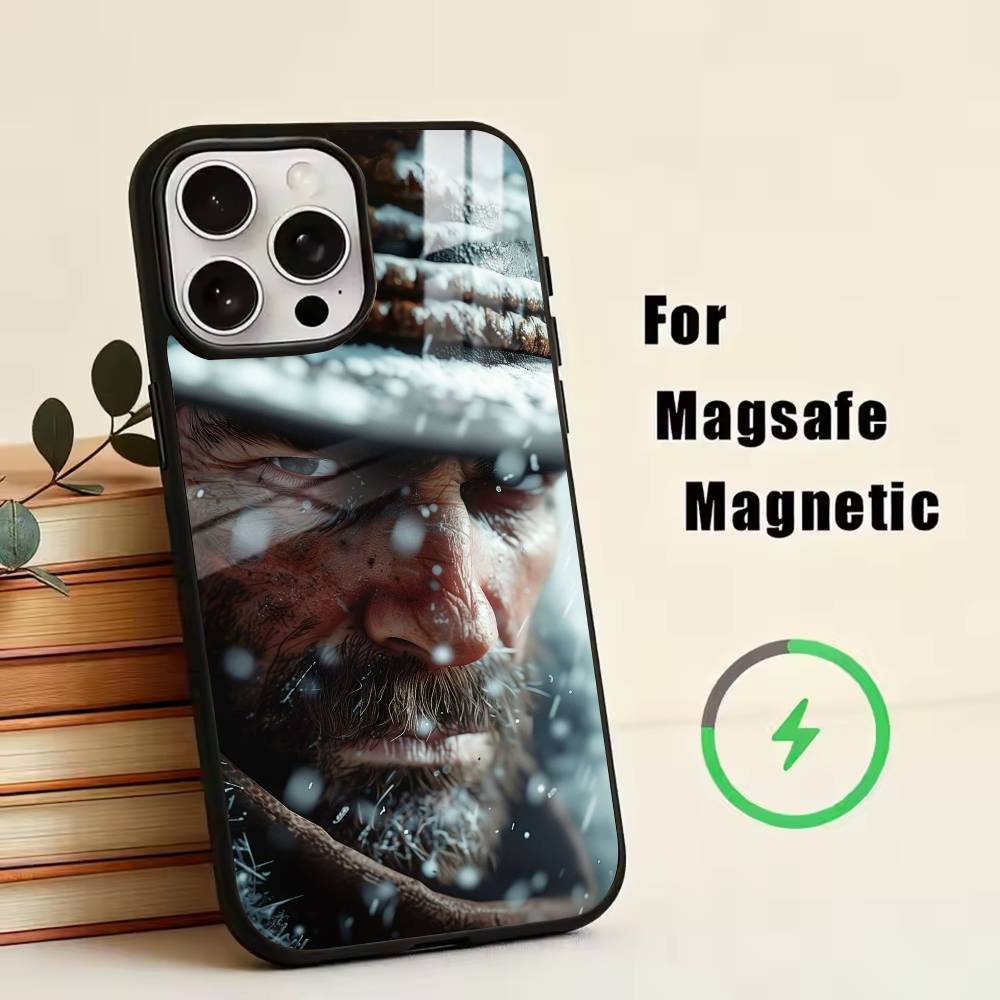Чехол для телефона RDR2-Артур Морган для iPhone 17, 16, 15, 14, 13, 12, 11 Plus, Pro, Магнитный с Magsafe, Беспроводная зарядка