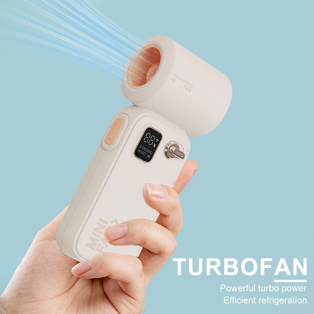 High Speed Fan LED Display Handheld Turbo Fan Rechargeable Portable Turbo Fan Electric Cooling Fan for Camping Hiking