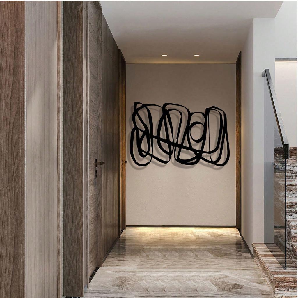 Modern Linear Metal Wall Art Abstract Sculpture Wall Decor for Home Office Contemporary Gift