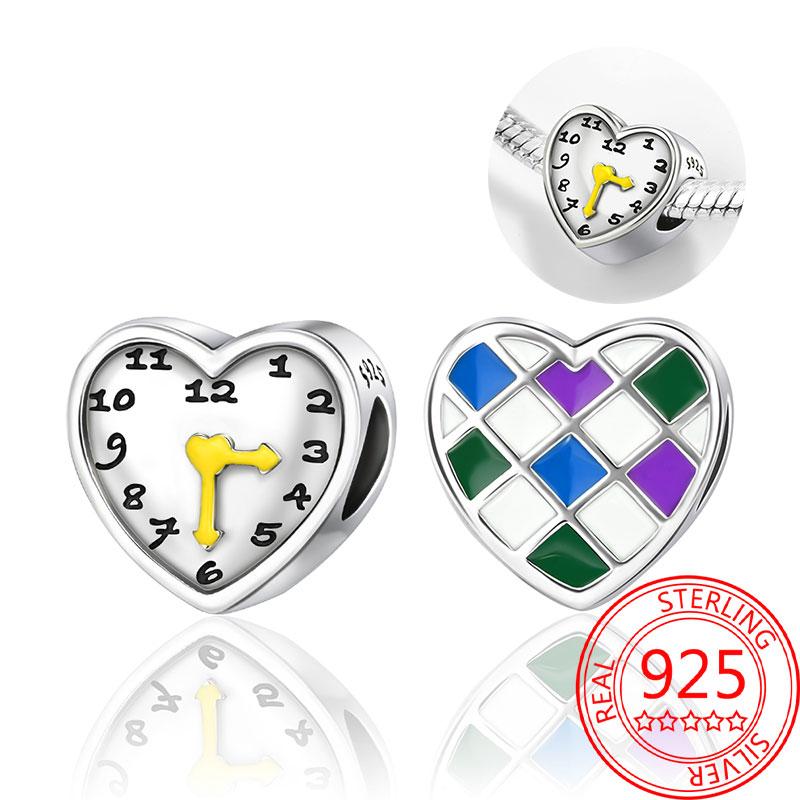 Медные Блестящие Розовые Подвески-Шармы в Форме Сердца Подходят для Оригинального Браслета для Женщин Ювелирные Изделия в Подарок на День Святого Валентина