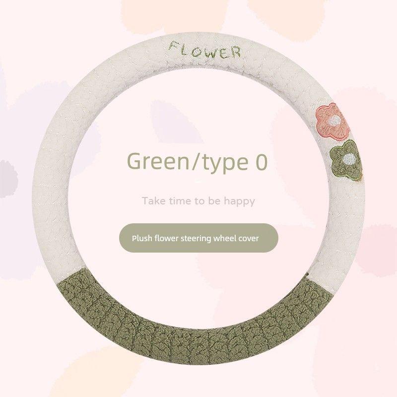 Car Steering Wheel Cover Winter Plush Cute New Style Warm Non-Slip Wear-Resistant High-End Round Steering Wheel Cover Decoration