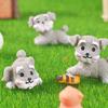 4 Pcs Miniature Puppy Figurines Mini Schnauzer Ornament Car Dashboard Decor Resin Dog Statue for Fairy Garden Bonsai Office Desk