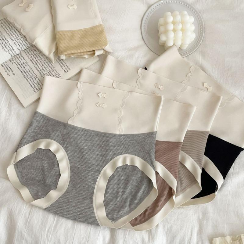 Осенне-зимнее эластичное хлопковое нижнее белье Простые бесшовные расширенные трусы с высокой талией, утягивающие приподнятые ягодицы, дышащие женские треугольные трусики