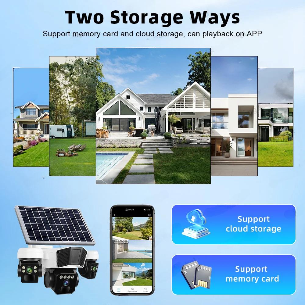 LS VISION 4G Sim-карта 15MP 8K 3 объектива с питанием от солнечной панели Беспроводная PTZ IP-камера O-KAM Pro APP Безопасность Уличная солнечная CCTV-камера