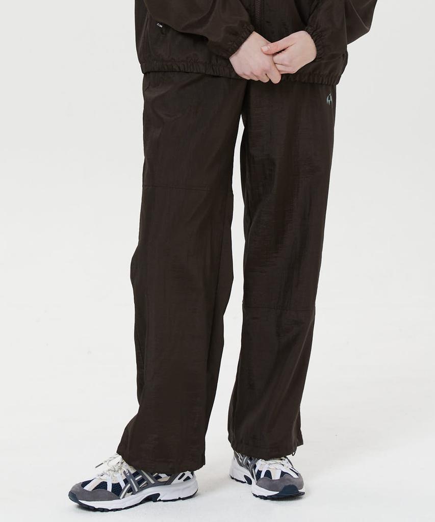 WAIKEI Nylon Wide Track Pants Brown