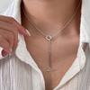 Japan and South Korea Round Bead OT Buckle Necklace Women's Light Luxury Niche High-end Sense Simple Ins Collarbone Chain Trendy