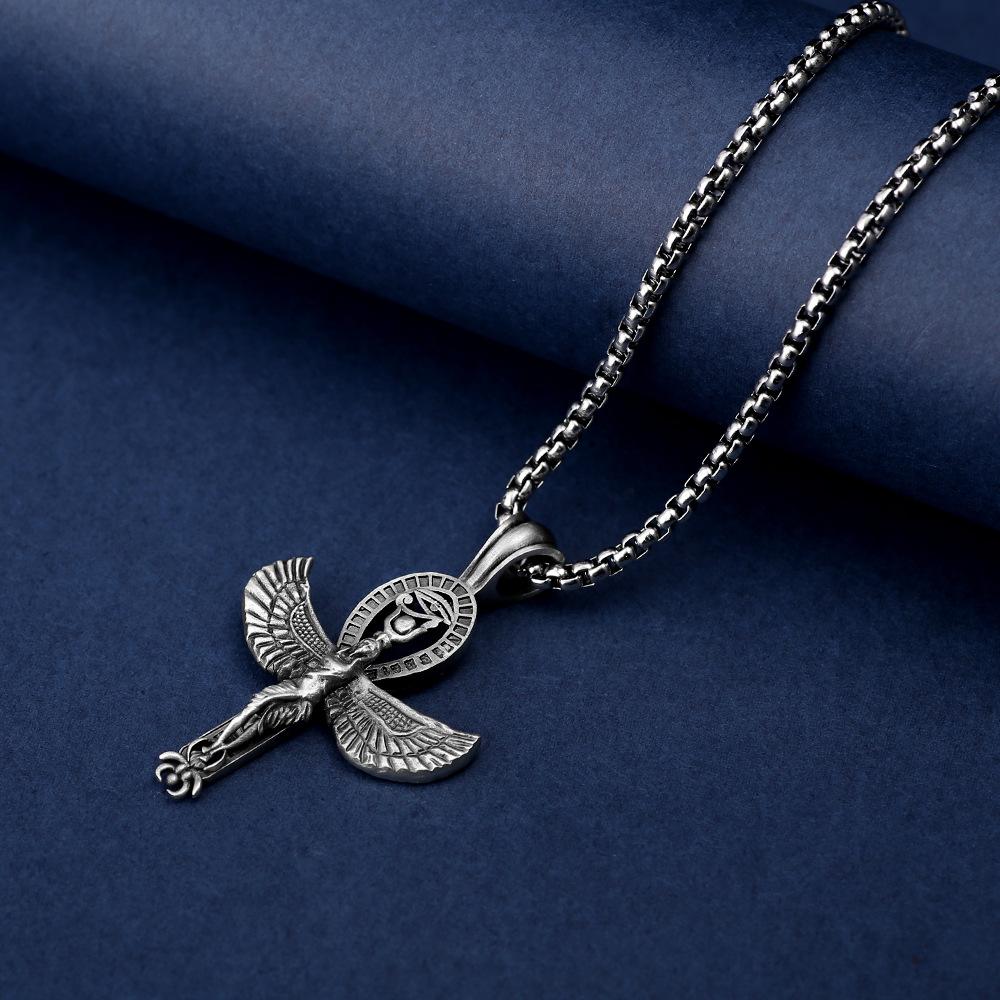 Древнеегипетская муза **** Кулон Глаз Гора Европейское и американское винтажное мужское ожерелье Ювелирные изделия из титановой стали