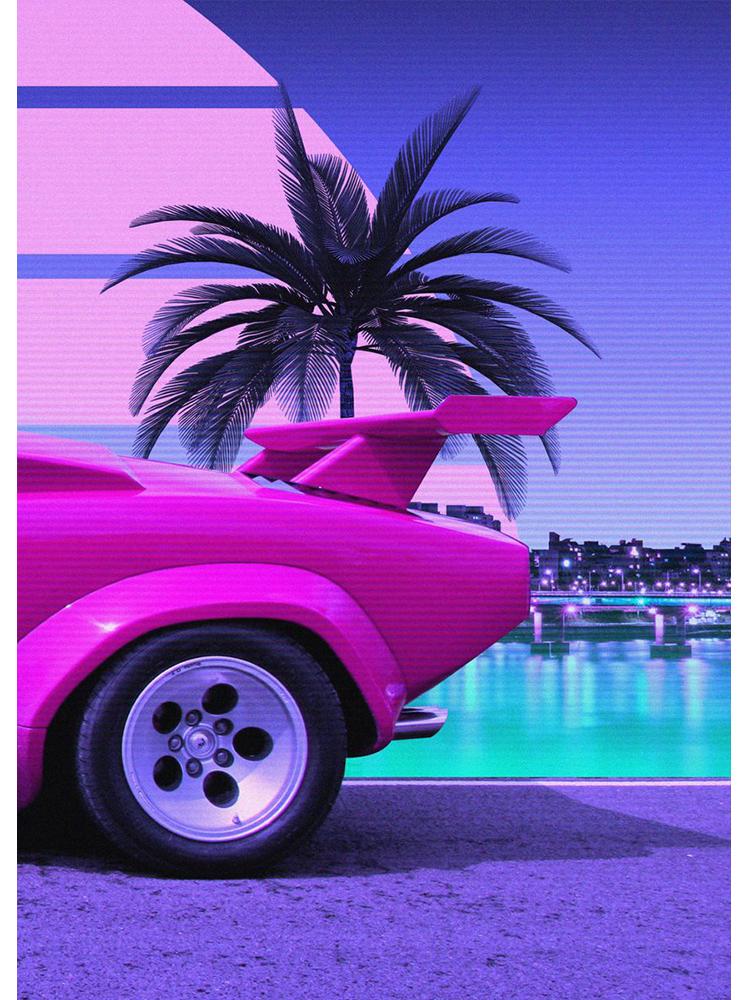 Несколько штук Synthwave Countach Retrowave автомобильные постеры, холст, картина, настенная картина для гостиной, украшения дома