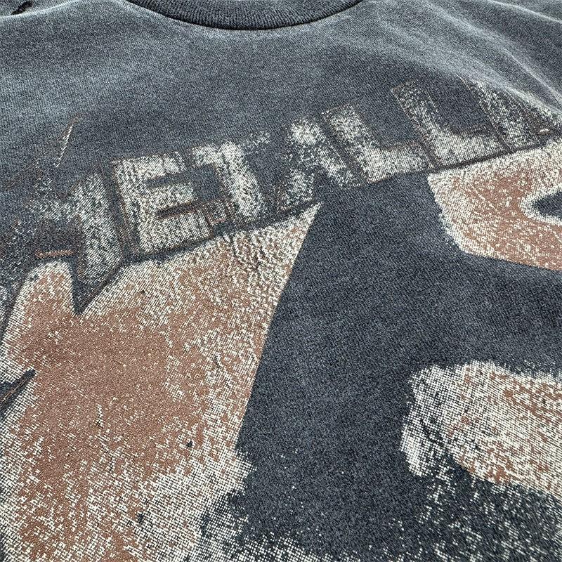 Saint Metallica Collaboration Distressed Washed Cotton Tee Streetwear Oversized Short Sleeve Men 2026