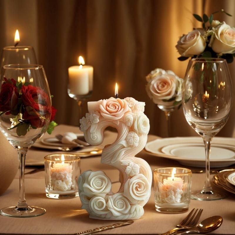 Силиконовые формы для свечей с цветами, силиконовые формы с цветами и цифрами для свечей, мыла, гипса, декора, эпоксидной смолы