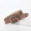 Solid Color Western Studded Belt Gothic Star Waistband Trouser Belt Y2K Punk Belt  Unisex
