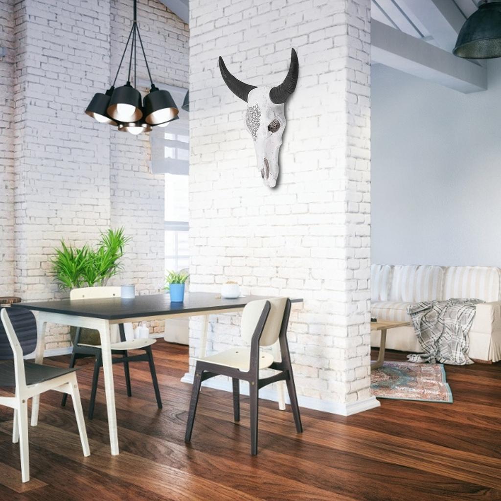 Смола Голова Быка Настенное Украшение Длинный Рог Скульптура Животного Фон Стена Домашнего Орнамента