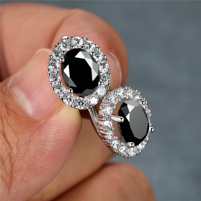 Роскошные Серьги-кольца с Кристаллами Желтый Овальный Камень Разноцветные Цирконы Маленькие Классический Серебристый Цвет Свадебные Серьги Для Женщин