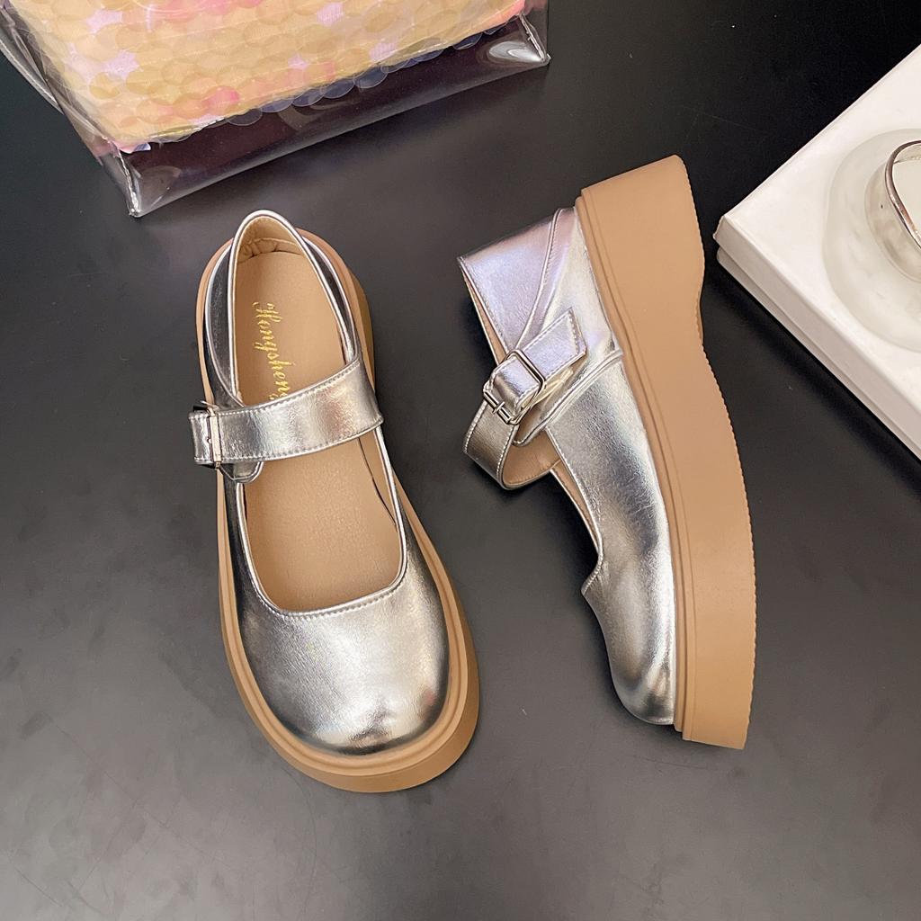 Platform Mary Jane Small Leather Shoes Women's Autumn 2025 New Japanese Jk Round Head with Skirt French Retro Single Shoes