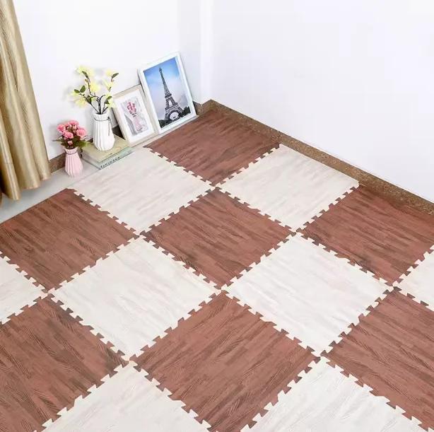 Wood Grain Puzzle Floor Mat Eva, Non-Slip Cushioning Exercise Pad, Detachable Washable Multi-Functional Home