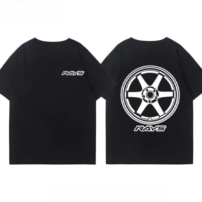 Japanese Car Modified Rim TE37 Wheel Hub Modified Car JDM Shortsleeved Tshirt Unisexs and WoUnisexs Cotton Halfsleeved Top
