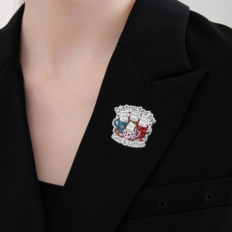 Оригинальные Буквенные Котятки Значки Стойкое Покрытие Легкие Износостойкие Значок-Булавка Украшение Для Повседневной Вечеринки