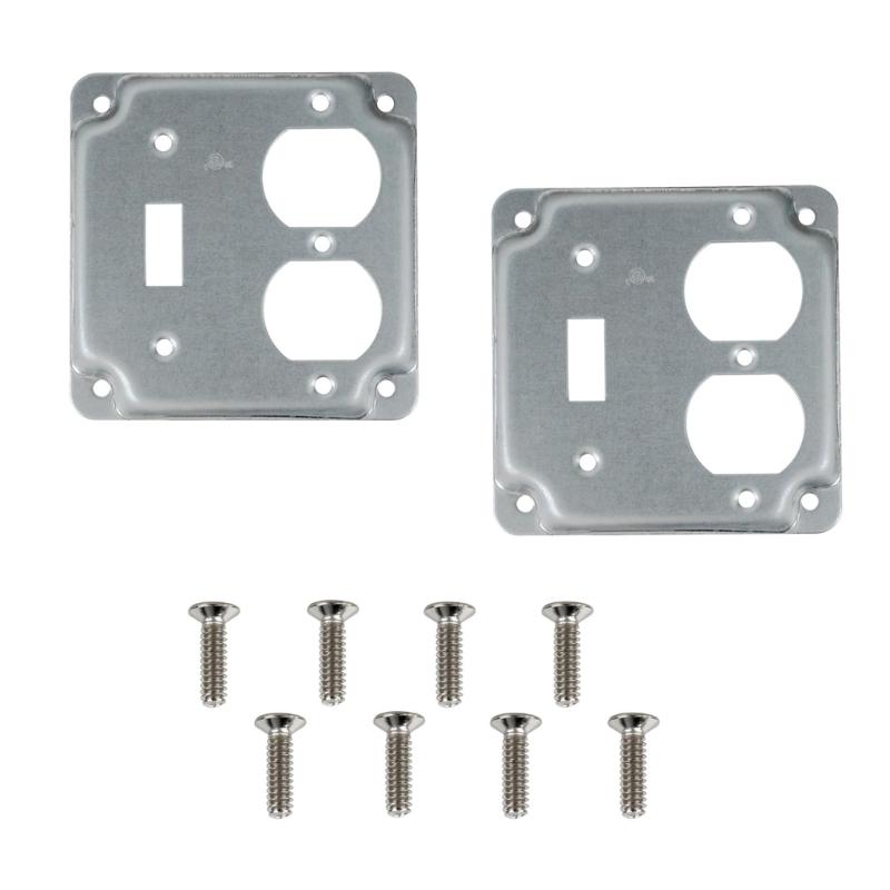 2Pieces Portable Sturdy Zinc Alloy Electrical Box Enclosures High Temperatures Resistant Cover Plate Set Accessory