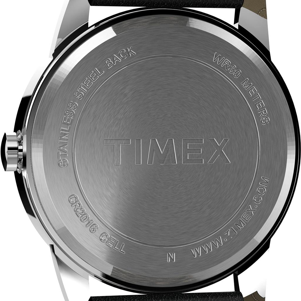 Timex EasyReader 38mm Leather Strap Watch, Black/Silver Tone/Blue. , Classic.