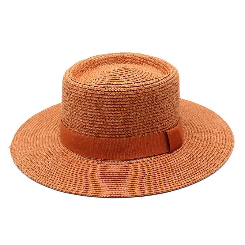 New sun hat straw hat women's summer beach hat concave and convex top sunshade hat flat-brimmed jazz hat, top hat