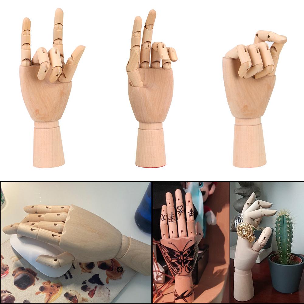 Flexible Jointed Doll Wooden Hand Model 10 Inches Tall Home Decor Human Artist Models Sketch Mannequin Model Movable Limbs