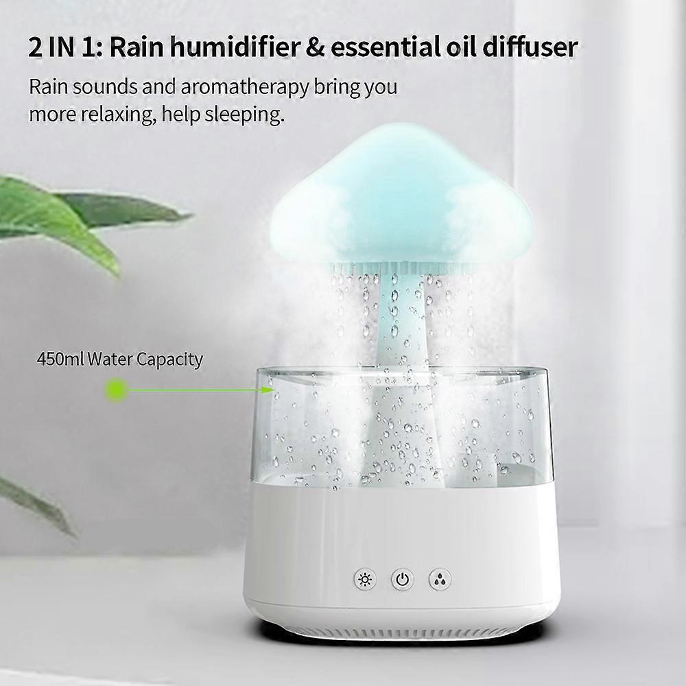 Rain Cloud Humidifier Rain Drop Sound Night Light Aromatherapy Oil Essential