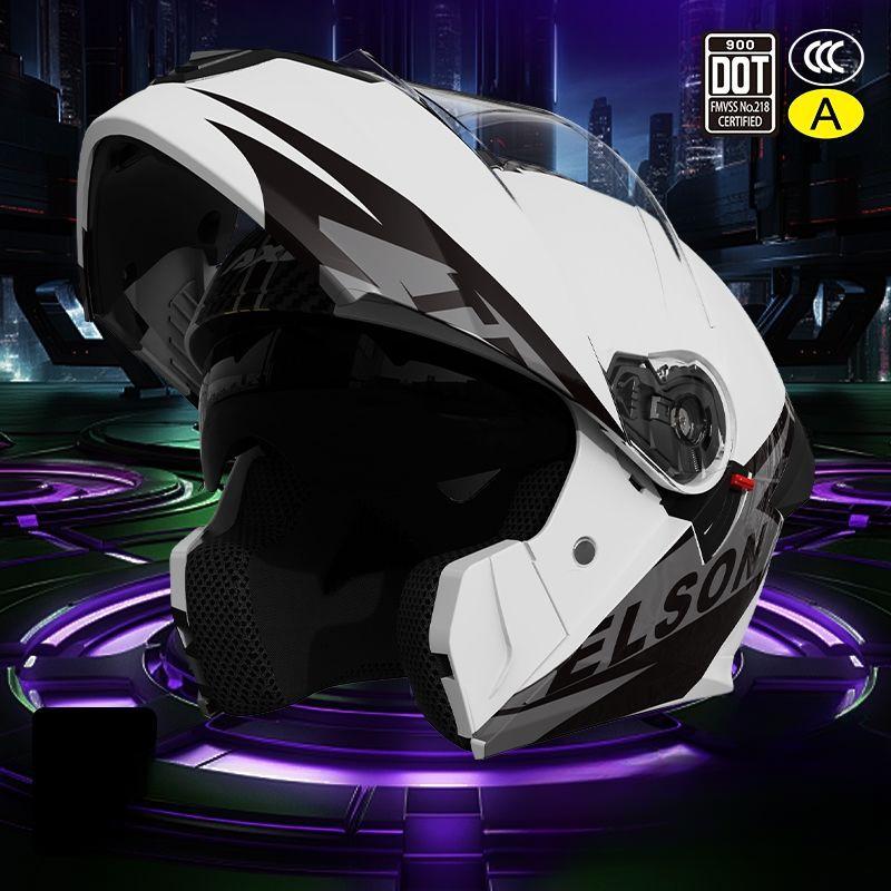 Motorcycle Helmet Men's Face Lifting Helmet Four Seasons General Motorcycle Winter Warm Women's Electric Car Helmet