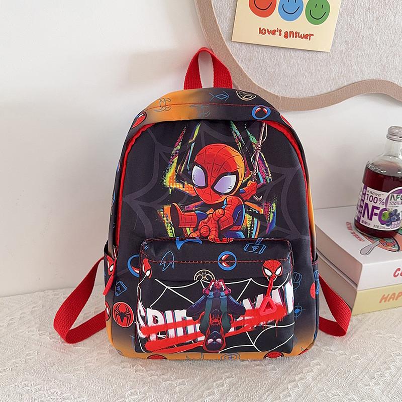 Cartoon Kids Spider Man Backpack For Boys And Girls With Breathable Nylon And Comfortable Shoulder Straps For Kindergarten Daily Use