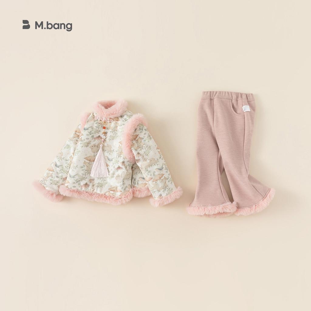 Традиционный китайский набор для переодевания девочки с теплым топом с длинным рукавом и брюками для детей для зимней носки