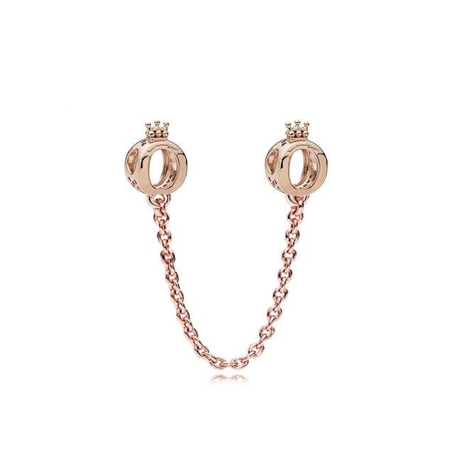 Silver 925 Zirconia Butterfly Flower Crown Safety Chain Charm Bead Fit Bracelet Pendant DIY Jewelry For Women