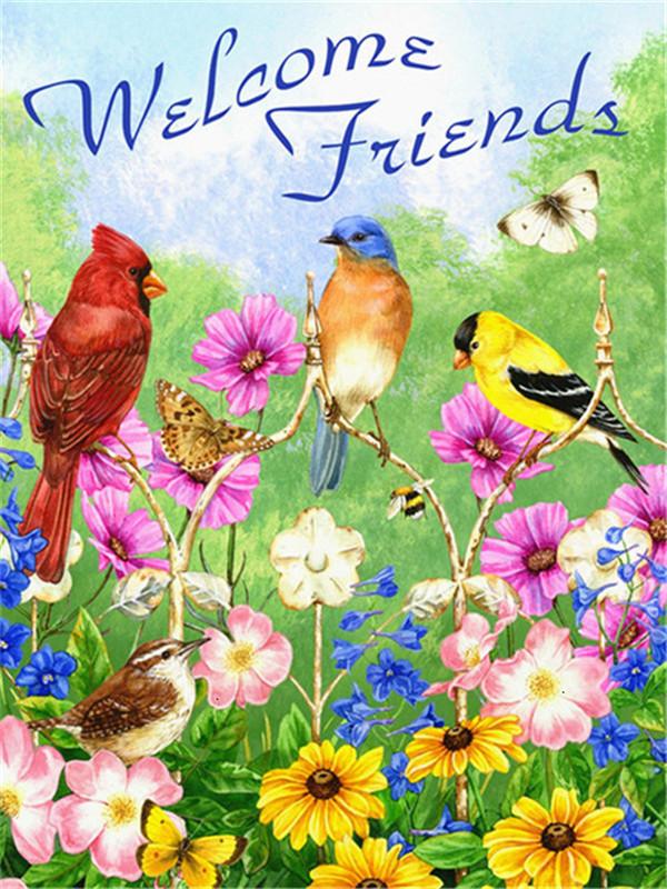 5D алмазная живопись текст Добро пожаловать вышивка крестиком Новое поступление Алмазная вышивка цветок птица мозаика рукоделие Декор для дома