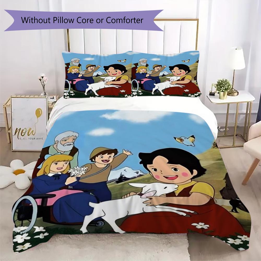 Heidi Pattern Bedding,Quilt Set Quilt Cover Pillowcase Home Birthday Gift(1 * duvet cover + 2 * pillowcase, without core)_lx