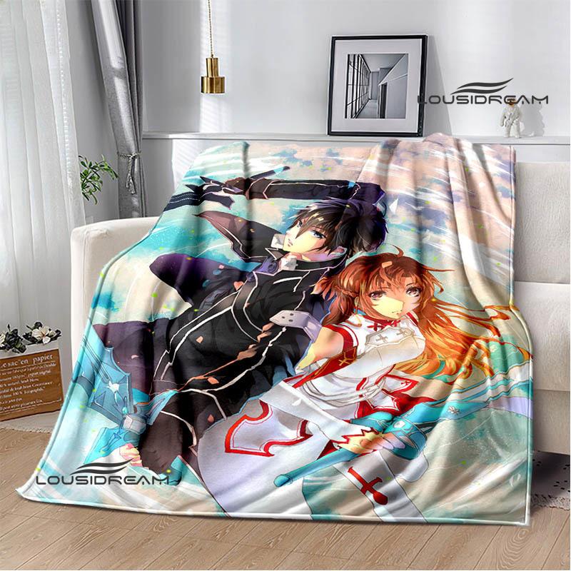 Мультяшные пледы с принтом Sword Art Online Плед для пикника Теплые фланелевые пледы Постельные принадлежности для дома Подарки на день рождения