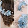 1 шт. Женский гребень для волос с градиентным шелковым цветком, золотистой металлической листвой и стразами, энергичное кантри, свадебное украшение для головы, подходит для повседневной носки, для вечеринки