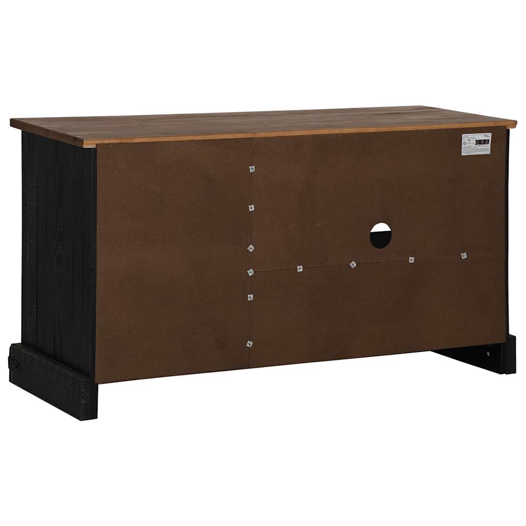 HALDEN TV Cabinet with Sliding Door Black 110 x 40 x 60 cm Solid Pine Wood