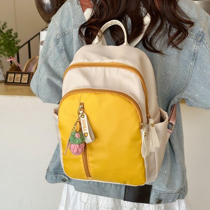 Nylon Casual Colorblock Backpack For Kids School Education With Padded Straps