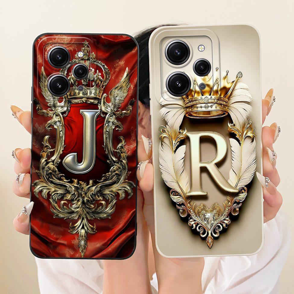 Чехол для Redmi 12 Силиконовый Роскошный Модный Буквы от A до Z 2D Расписной Чехол для Телефона 23053RN02A 23053RN02Y 23077RABDC