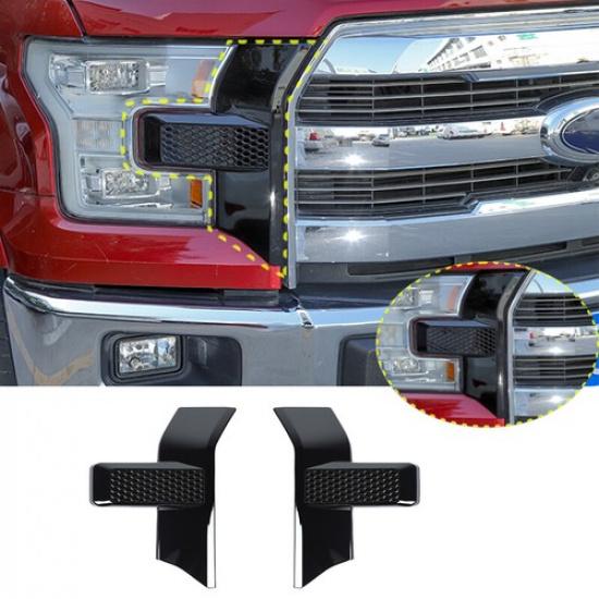 Front bumper headlight & Grille Decor Cover Trim for Ford F150 2015-2017 Black