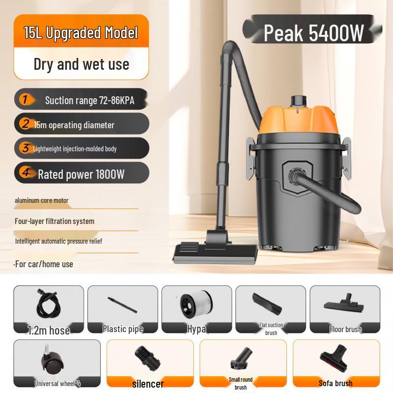 High-Suction Industrial Vacuum Cleaner for Home - Compact Wet & Dry Use, Grout Cleaning, Car Wash; Free Shipping